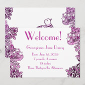 Folk Art Vogels Bloemen Eikels Blauw Kaart (Voorkant / Achterkant)