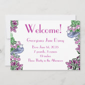 Folk Art Vogels Bloemen Eikels Blauw Kaart (Voorkant)