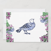 Folk Art Vogels Bloemen Eikels Blauw Kaart (Achterkant)