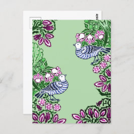 Folk Art Vogels Bloemen Eikels Briefkaart