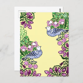 Folk Art Vogels Bloemen Eikels Briefkaart