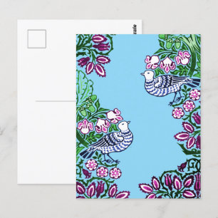 Folk Art Vogels Bloemen Eikels Briefkaart