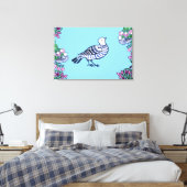Folk Art Vogels Bloemen Eikels Canvas Afdruk (Insitu (Slaapkamer))