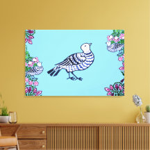 Folk Art Vogels Bloemen Eikels