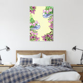 Folk Art Vogels Bloemen Eikels Canvas Afdruk (Insitu (Slaapkamer))