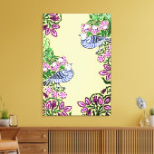 Folk Art Vogels Bloemen Eikels Canvas Afdruk (Insitu (Woonkamer))
