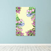 Folk Art Vogels Bloemen Eikels Canvas Afdruk (Insitu (Houten vloer))
