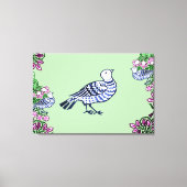 Folk Art Vogels Bloemen Eikels Canvas Afdruk (Voorkant)