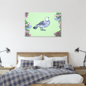 Folk Art Vogels Bloemen Eikels Canvas Afdruk (Insitu (Slaapkamer))