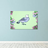 Folk Art Vogels Bloemen Eikels Canvas Afdruk (Insitu (Houten vloer))