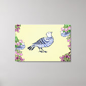 Folk Art Vogels Bloemen Eikels Canvas Afdruk (Voorkant)