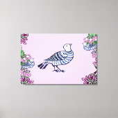 Folk Art Vogels Bloemen Eikels Canvas Afdruk (Voorkant)
