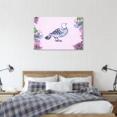 Folk Art Vogels Bloemen Eikels Canvas Afdruk (Insitu (Slaapkamer))