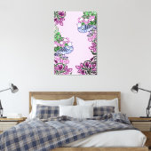 Folk Art Vogels Bloemen Eikels Canvas Afdruk (Insitu (Slaapkamer))