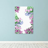 Folk Art Vogels Bloemen Eikels Canvas Afdruk (Insitu (Houten vloer))