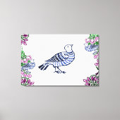 Folk Art Vogels Bloemen Eikels Canvas Afdruk (Voorkant)