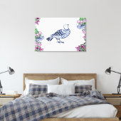 Folk Art Vogels Bloemen Eikels Canvas Afdruk (Insitu (Slaapkamer))