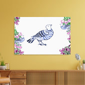 Folk Art Vogels Bloemen Eikels Canvas Afdruk (Insitu (Woonkamer))