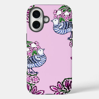 Folk Art Vogels Bloemen Eikels iPhone 16 Hoesje