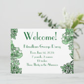 Folk Art Vogels Bloemen Eikels Groen Kaart (Staand voorkant)