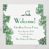 Folk Art Vogels Bloemen Eikels Groen Kaart (Voorkant / Achterkant)