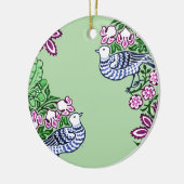 Folk Art Vogels Bloemen Eikels Keramisch Ornament (Links)