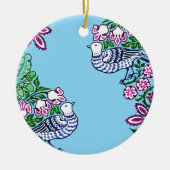 Folk Art Vogels Bloemen Eikels Keramisch Ornament (Voorkant)