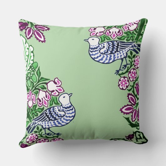 Folk Art Vogels Bloemen Eikels Kussen (Achterkant)