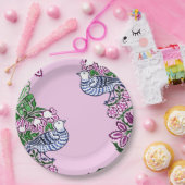 Folk Art Vogels Bloemen Eikels Papieren Bordje (Feest)