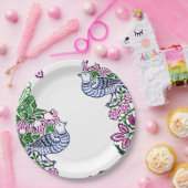 Folk Art Vogels Bloemen Eikels Papieren Bordje (Feest)