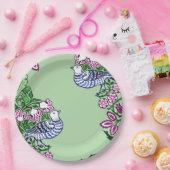 Folk Art Vogels Bloemen Eikels Papieren Bordje (Feest)