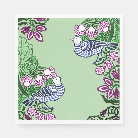 Folk Art Vogels Bloemen Eikels Servet (Voorkant)