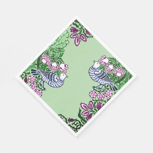 Folk Art Vogels Bloemen Eikels Servet (Hoek)