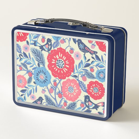 Folk Art Vogels en Aardbei Lunch Box (Achterkant)