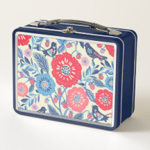 Folk Art Vogels en Aardbei Lunch Box