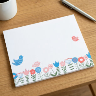 Folk Art Vogels en Bloemen Notitieblok