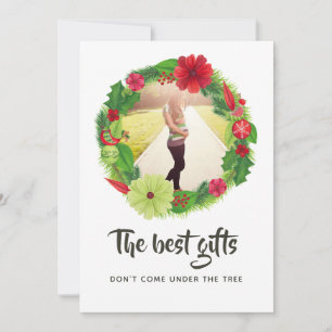 Folk Art Waterverf Bloem Kerstmis Baby Verwacht Aankondiging