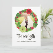 Folk Art Waterverf Floral Kerstmis Baby verwacht Aankondiging (Staand voorkant)