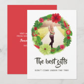 Folk Art Waterverf Floral Kerstmis Baby verwacht Aankondiging (Voorkant / Achterkant)