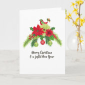 Folk Art Waterverf Floral Kerstmis Kaart (Gele Bloem)