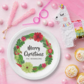 Folk Art Waterverf Floral Kerstmis Papieren Bordje (Feest)