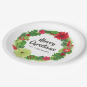 Folk Art Waterverf Floral Kerstmis Papieren Bordje (Gekanteld)