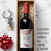 Folk-Art Waterverf Rendier 🦌 Rook Wit Wijn Etiket