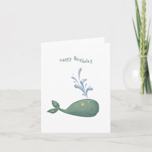 Folk Art Whale Birthday-kaart Kaart