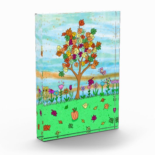  Folk Art Whimsical Autumn Tree Fall Leaves Fotoblokken (Links)