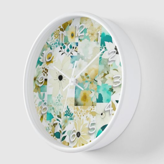  Folk Art White en Turquoise Flowers (Hoek)