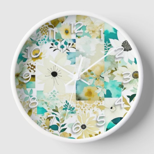  Folk Art White en Turquoise Flowers (Voorkant)