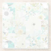  Folk Art White en Turquoise Flowers Glazen Onderzetter (Achterkant)