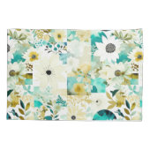  Folk Art White en Turquoise Flowers Kussensloop (Achterkant)