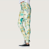  Folk Art White en Turquoise Flowers Leggings (Links)